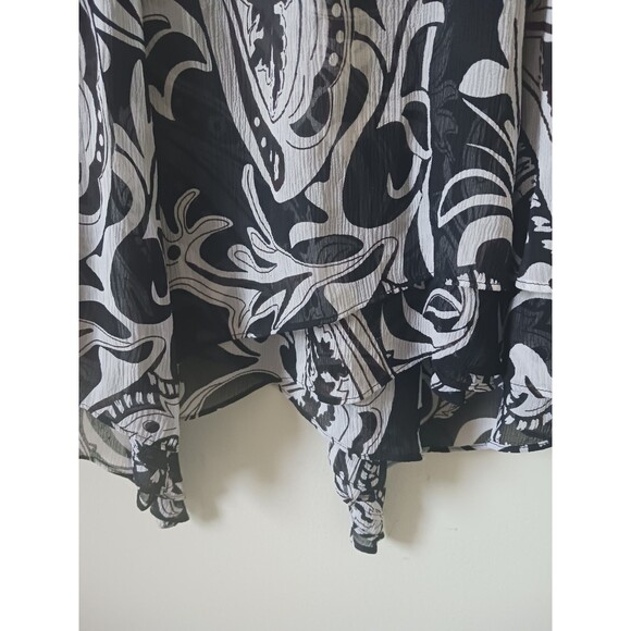 Chico's Peasant Boho Silk Maxi Skirt Size 1 ( S/M )Black White Ruffle Hem - Picture 4 of 7